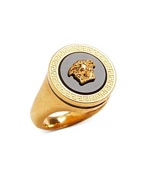 Medusa Enamel signet ring Gold,Black 